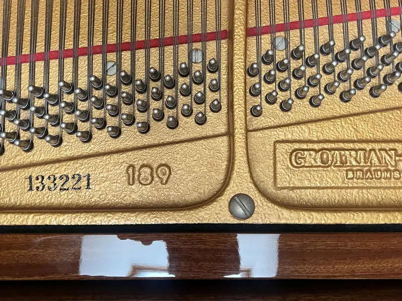 Serial number under music desk on a Grotrian-Steinweg 189 grand piano